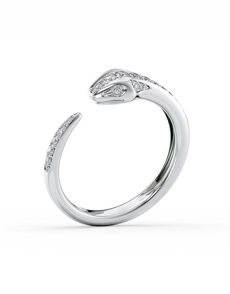 14K White Gold Diamond Snake Ring
