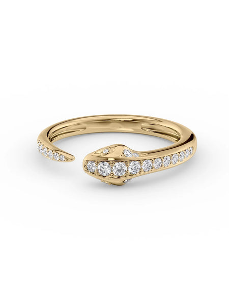 14K Yellow Gold Diamond Snake Ring