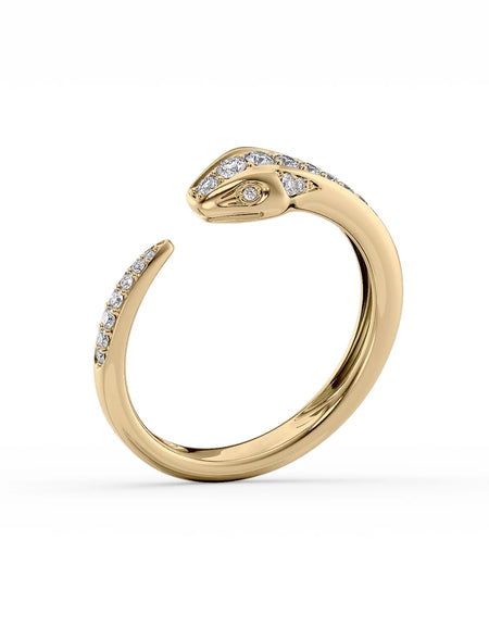 14K Yellow Gold Diamond Snake Ring