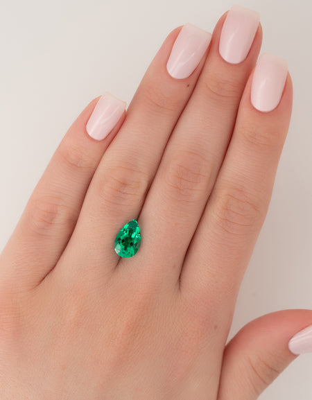 3Ct Pear Cut Lab Created Emerald
