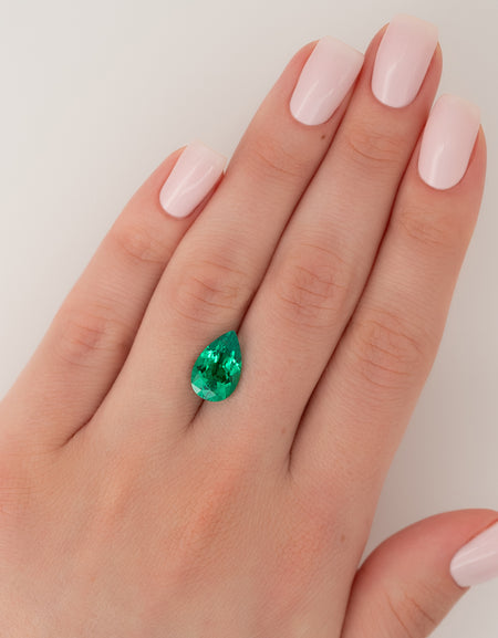 4Ct Pear Cut Lab Created Emerald