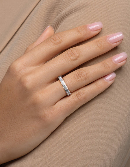 4.5ct East West Emerald Eternity RG