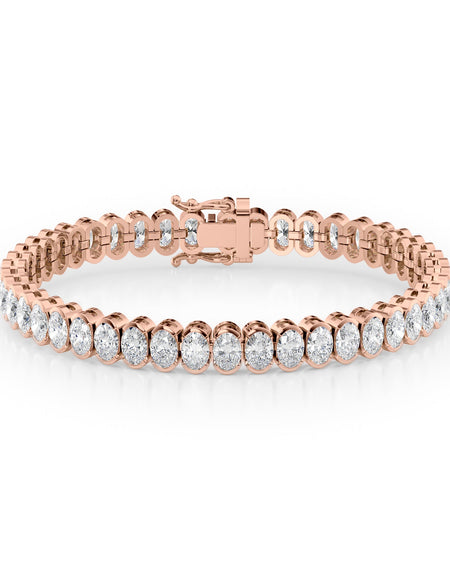Oval Bezel Tennis Bracelet 14.0tcw RG