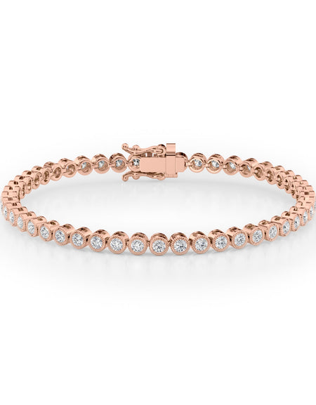 Round Beaded Bezel Tennis Bracelet 2.5tcw RG