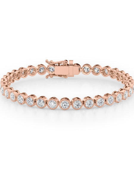 Round Beaded Bezel Tennis Bracelet 6.5tcw RG