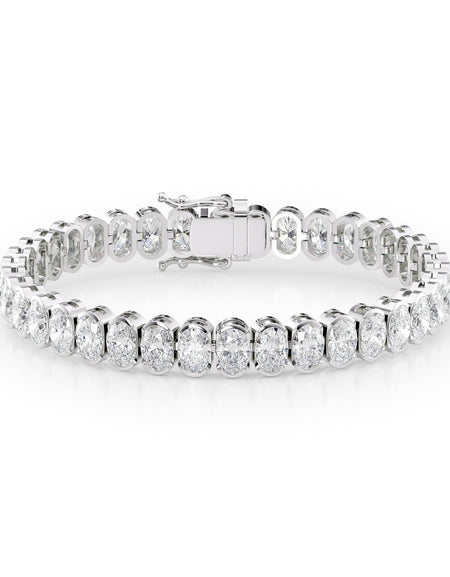 Oval Bezel Tennis Bracelet 18.0tcw WG