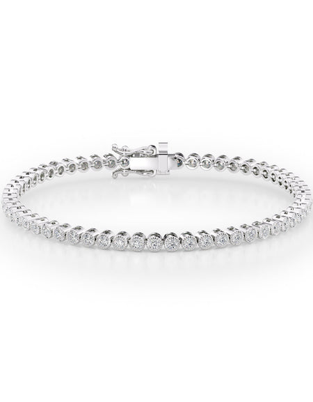 Round Beaded Bezel Tennis Bracelet 1.5tcw WG