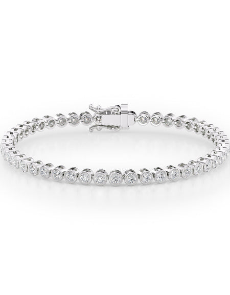 Round Beaded Bezel Tennis Bracelet 2.5tcw WG