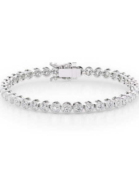 Round Beaded Bezel Tennis Bracelet 5.5tcw WG