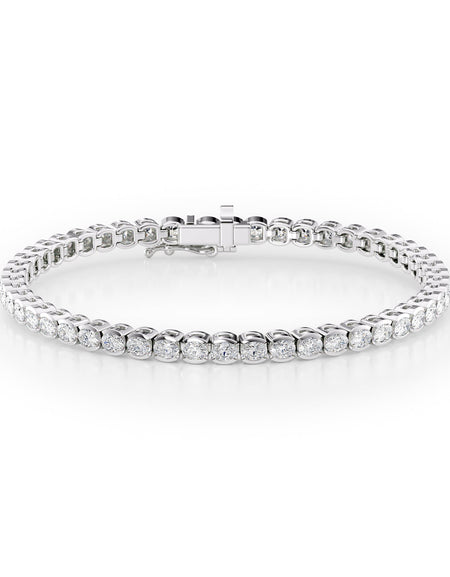 East West Half Bezel Oval Tennis Bracelet 5.0tcw WG