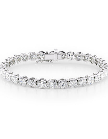 East West Half Bezel Oval Tennis Bracelet 10.0tcw WG