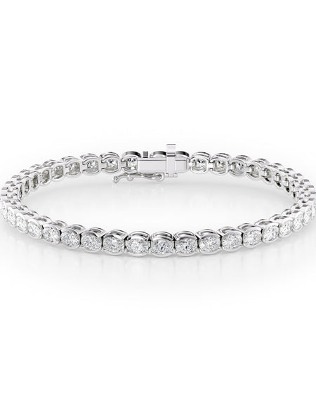 East West Half Bezel Oval Tennis Bracelet 6.0tcw WG