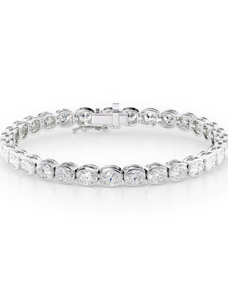 East West Half Bezel Oval Tennis Bracelet 11.5tcw WG