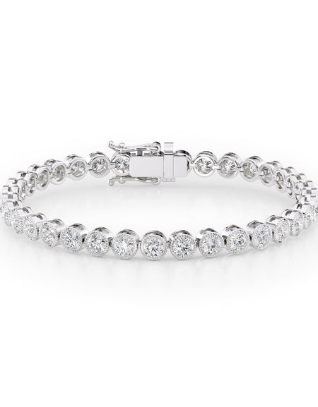 Round Beaded Bezel Tennis Bracelet 6.5tcw WG