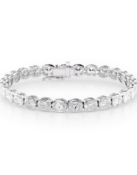 East West Half Bezel Oval Tennis Bracelet 13.5tcw WG
