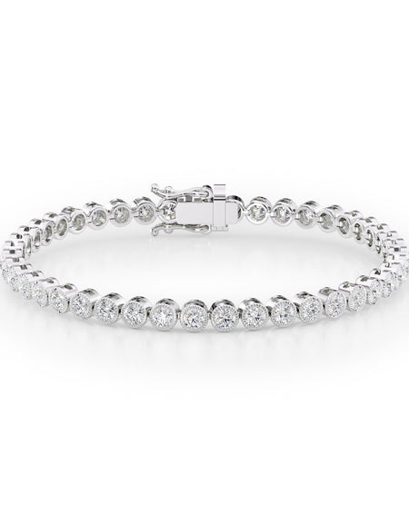 Round Beaded Bezel Tennis Bracelet 4.0tcw WG