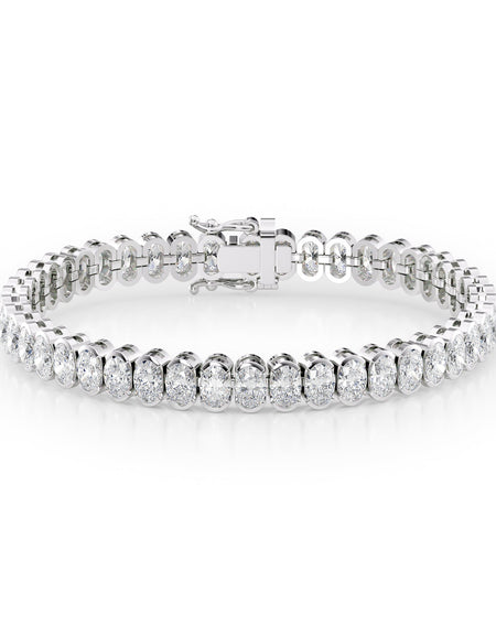 Oval Bezel Tennis Bracelet 14.0tcw WG