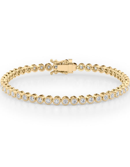 Round Beaded Bezel Tennis Bracelet 2.5tcw YG