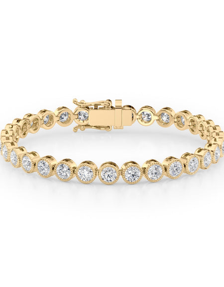Round Beaded Bezel Tennis Bracelet 8.5tcw YG