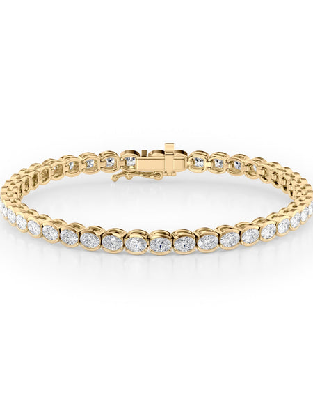 East West Half Bezel Oval Tennis Bracelet 6.0tcw YG