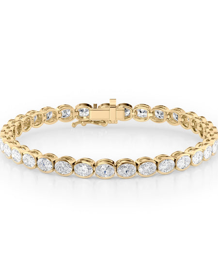 East West Half Bezel Oval Tennis Bracelet 10.0tcw YG