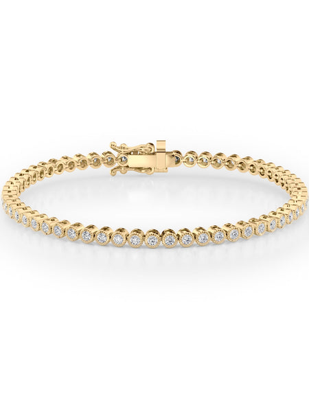Round Beaded Bezel Tennis Bracelet 1.5tcw YG