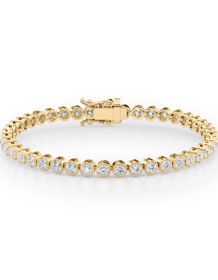 Round Beaded Bezel Tennis Bracelet 4.0tcw YG