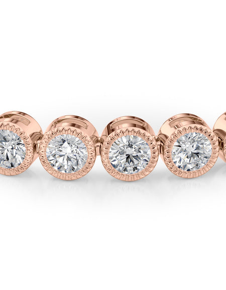 Round Beaded Bezel Tennis Bracelet 5.5tcw RG