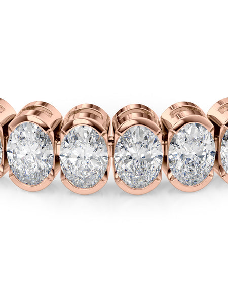 Oval Bezel Tennis Bracelet 14.0tcw RG