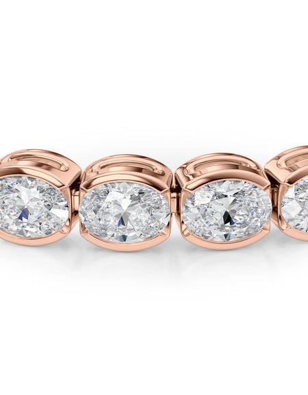 East West Half Bezel Oval Tennis Bracelet 10.0tcw RG