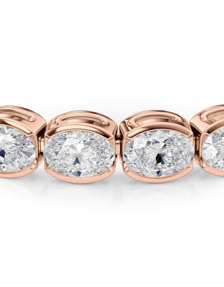 East West Half Bezel Oval Tennis Bracelet 11.5tcw RG