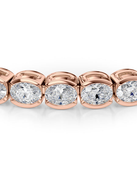 East West Half Bezel Oval Tennis Bracelet 6.0tcw RG