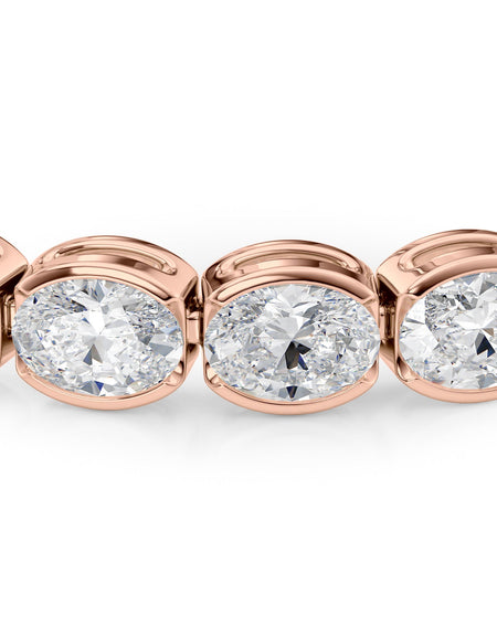 East West Half Bezel Oval Tennis Bracelet 13.5tcw RG