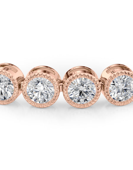 Round Beaded Bezel Tennis Bracelet 6.5tcw RG