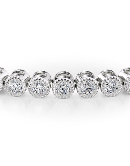 Round Beaded Bezel Tennis Bracelet 1.5tcw WG