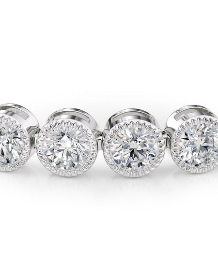 Round Beaded Bezel Tennis Bracelet 6.5tcw WG