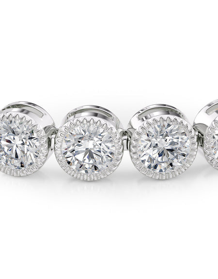 Round Beaded Bezel Tennis Bracelet 8.5tcw WG