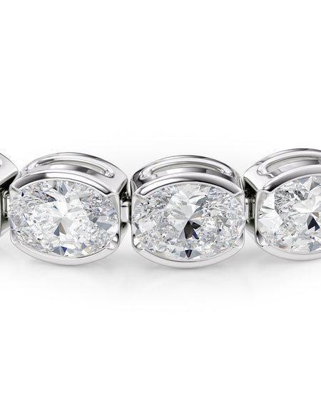 East West Half Bezel Oval Tennis Bracelet 13.5tcw WG