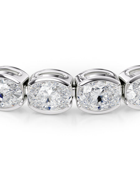 East West Half Bezel Oval Tennis Bracelet 11.5tcw WG