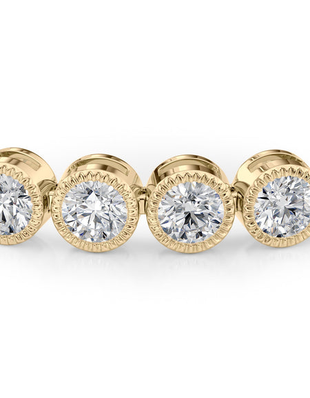 Round Beaded Bezel Tennis Bracelet 6.5tcw YG