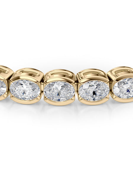 East West Half Bezel Oval Tennis Bracelet 6.0tcw YG