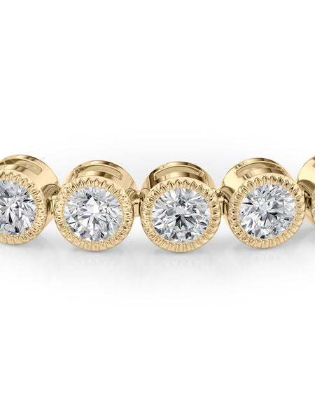 Round Beaded Bezel Tennis Bracelet 5.5tcw YG