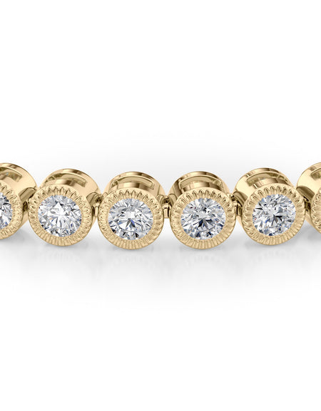 Round Beaded Bezel Tennis Bracelet 2.5tcw YG