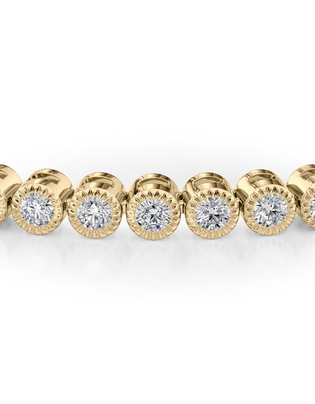 Round Beaded Bezel Tennis Bracelet 1.5tcw YG