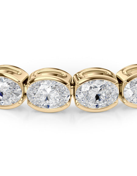 East West Half Bezel Oval Tennis Bracelet 11.5tcw YG