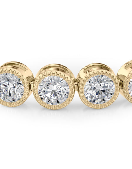 Round Beaded Bezel Tennis Bracelet 8.5tcw YG