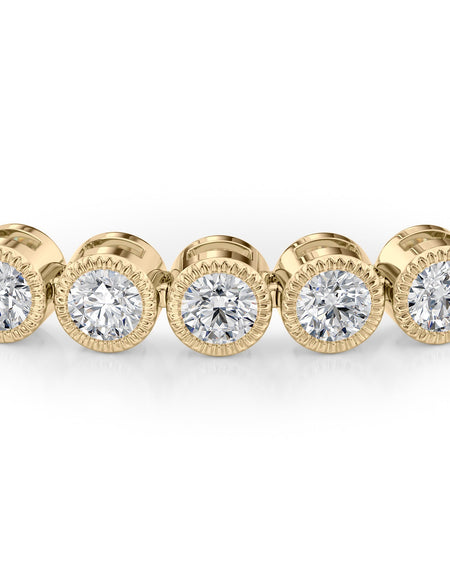 Round Beaded Bezel Tennis Bracelet 4.0tcw YG