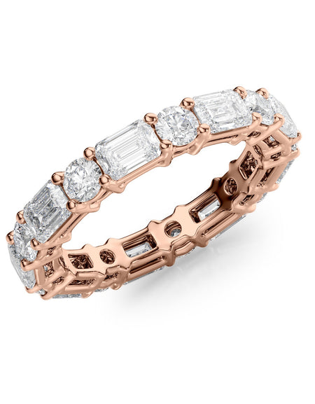 4ct Alternating Emerald and Round Basket Eternity RG