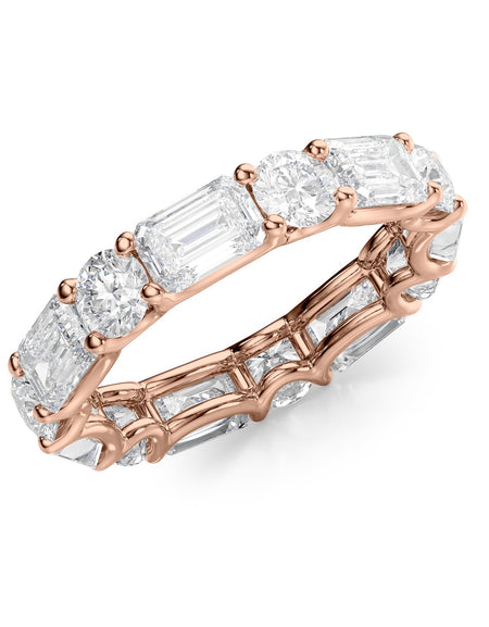 5ct Alternating Emerald and Round U Prong Eternity RG