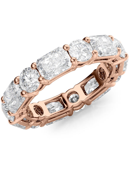5.7ct Alternating Radiant and Round Basket Eternity RG